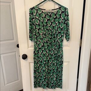 Boden Green and navy Floral Midi Dress